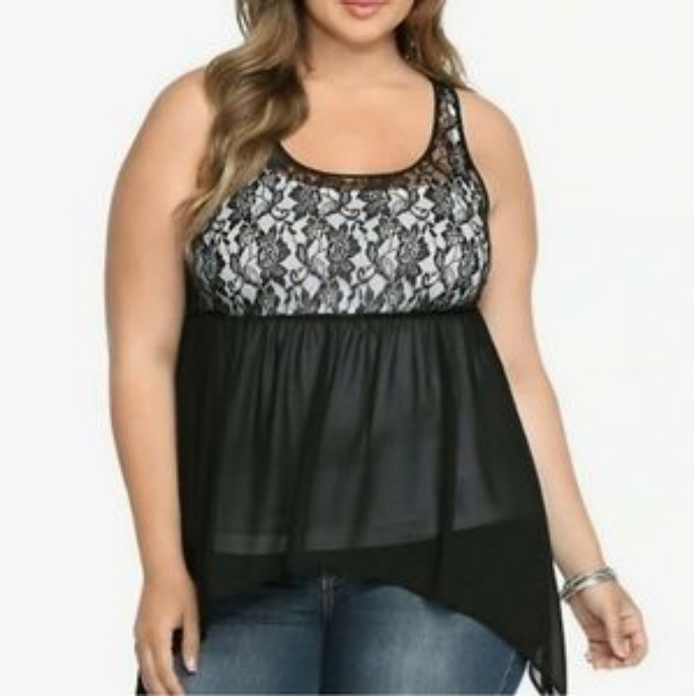 Torrid black‎ lace tank top size 4xl